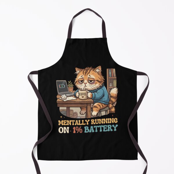 Item preview, Mentally Running on 1 Percent Battery Tired Cat Coffee Meme designed and sold by Anno Meister.
