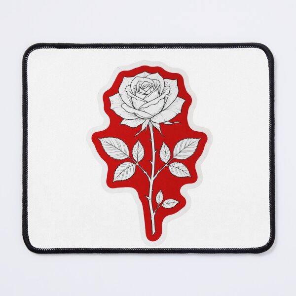 Item preview, ​Elegant White Rose on Vibrant Red Background Minimalist Line Art designed and sold by Xeneros.