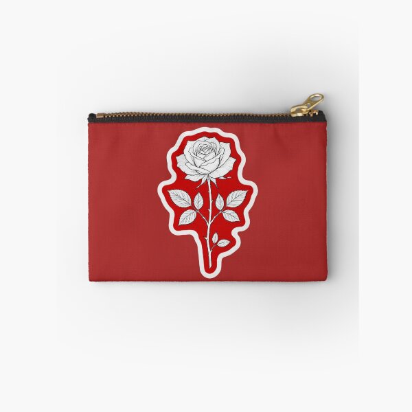Item preview, ​Elegant White Rose on Vibrant Red Background Minimalist Line Art designed and sold by Xeneros.
