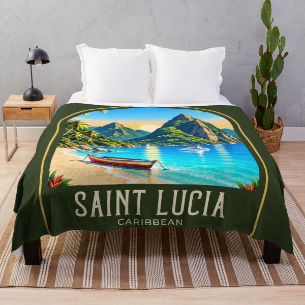 Artikelvorschau, Vintage-Reiseillustration von Saint Lucia entworfen und verkauft von HomeLivingCo.