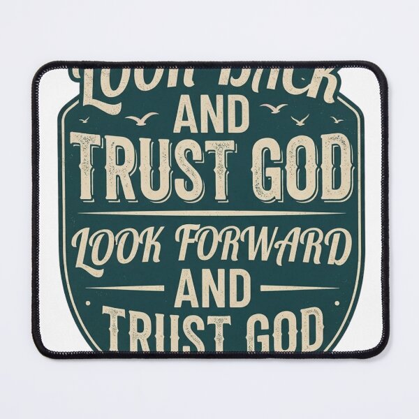 Item preview, Vintage "Look Back and Trust God" Shield Graphic T-Shirt Design designed and sold by CreativeNest Prints.