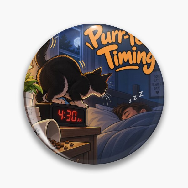 Item preview, Purr-fect Timing – Funny 4:30 AM Cat Pun Design designed and sold by Pop, Culture and Stuff.