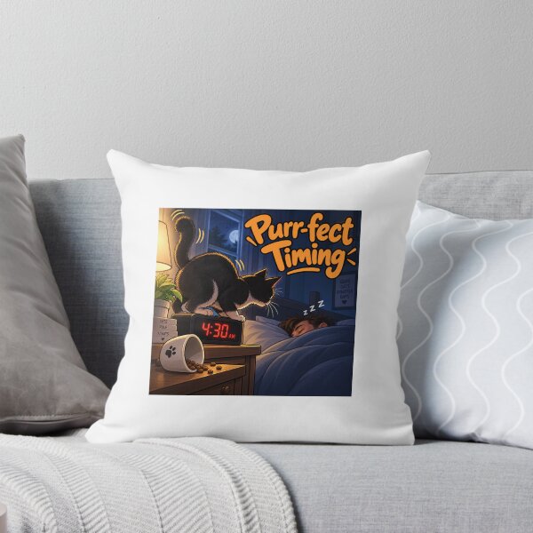 Item preview, Purr-fect Timing – Funny 4:30 AM Cat Pun Design designed and sold by Pop, Culture and Stuff.