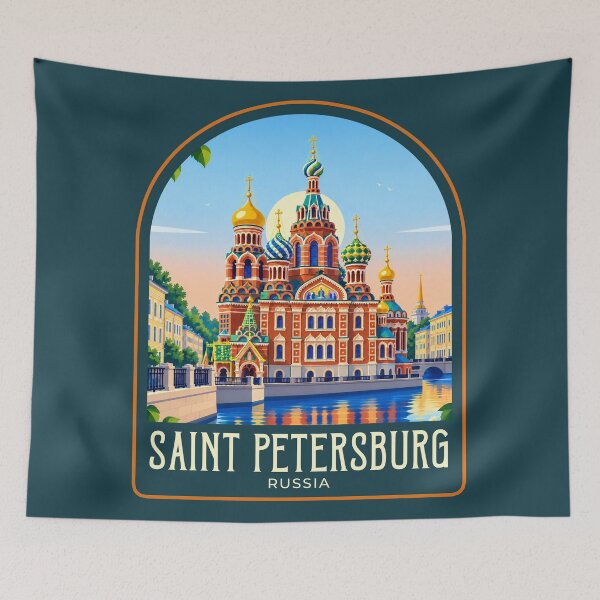 Item preview, Saint Petersburg Vintage Travel Illustration designed and sold by HomeLivingCo.