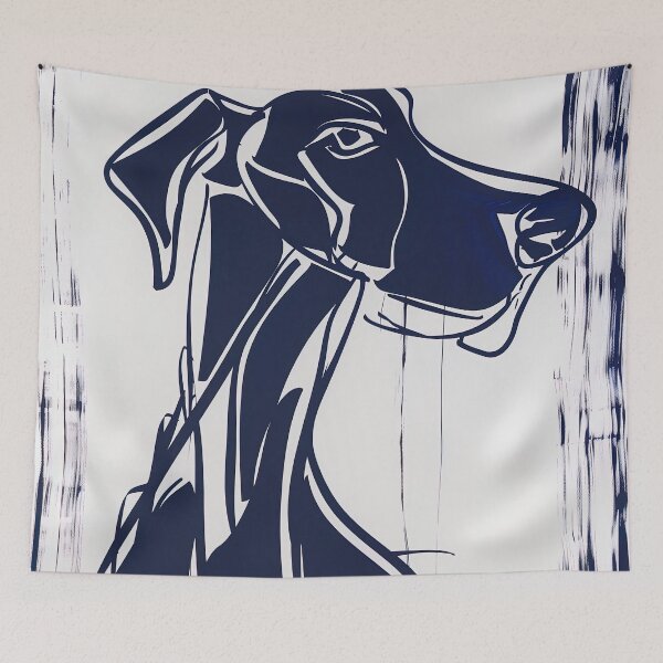 Item preview, Dobermann - Blue Abstract Art designed and sold by shadow-bloom.
