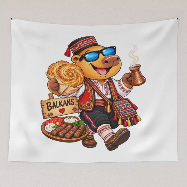 Item preview, Cute Balkans Capybara – Burek & Balkan Food Adventure designed and sold by CapybaraTravels.