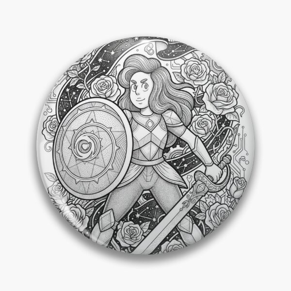 Item preview, Stevonnie Sword & Shield Floral Battle Fine Line Art⁠ designed and sold by 0Zetgest.