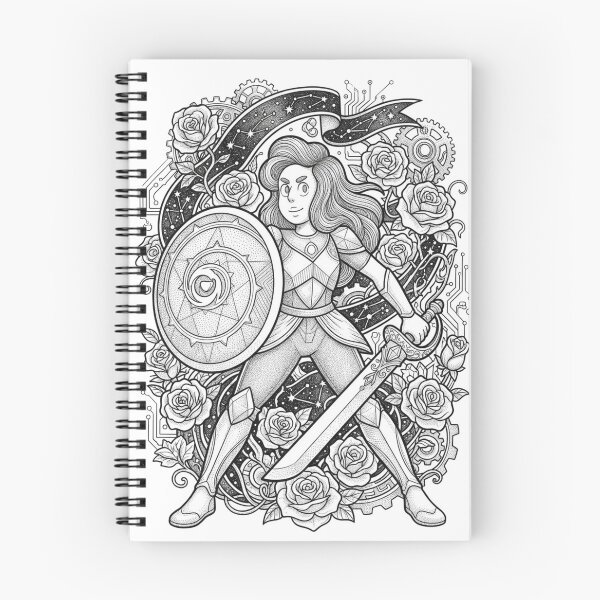 Item preview, Stevonnie Sword & Shield Floral Battle Fine Line Art⁠ designed and sold by 0Zetgest.
