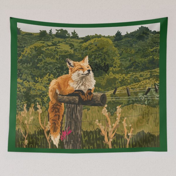 Item preview, Happy Red Fox Sleeping on Cloths Line designed and sold by KlakkDrawsStuff.