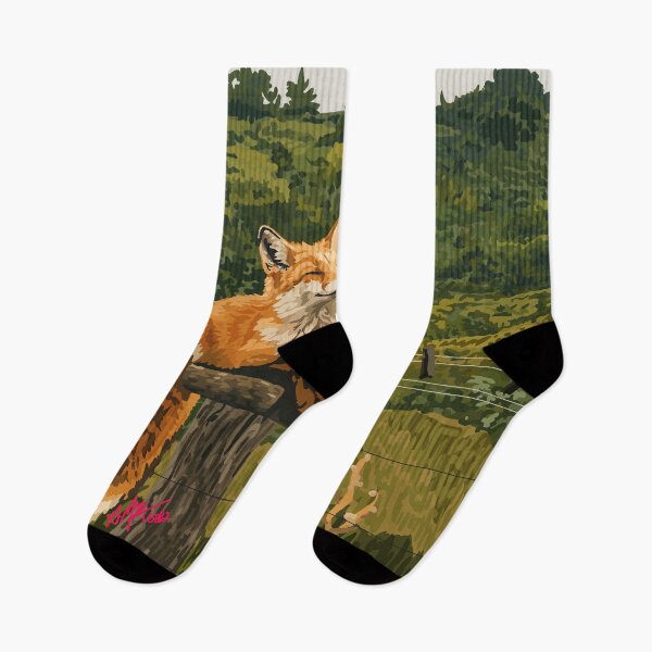 Item preview, Happy Red Fox Sleeping on Cloths Line designed and sold by KlakkDrawsStuff.