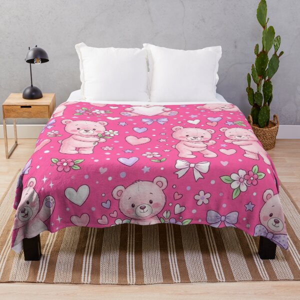 Item preview, Pink Teddy Bear Seamless Pattern designed and sold by ShivCraftStudio.