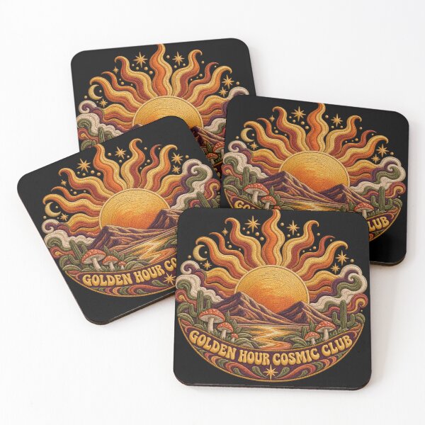 Item preview, Psychedelic Sun Embroidery – Golden Hour Cosmic Club Retro Desert Art designed and sold by Emoji Emblems.