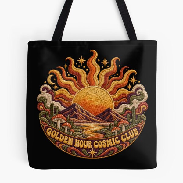 Item preview, Psychedelic Sun Embroidery – Golden Hour Cosmic Club Retro Desert Art designed and sold by Emoji Emblems.