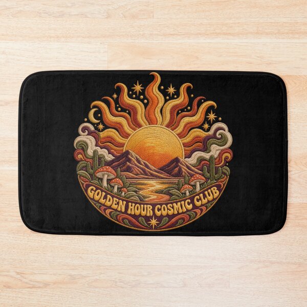 Item preview, Psychedelic Sun Embroidery – Golden Hour Cosmic Club Retro Desert Art designed and sold by Emoji Emblems.