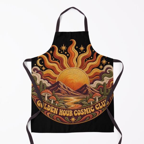Item preview, Psychedelic Sun Embroidery – Golden Hour Cosmic Club Retro Desert Art designed and sold by Emoji Emblems.