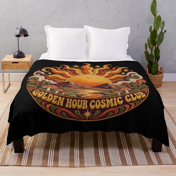 Item preview, Psychedelic Sun Embroidery – Golden Hour Cosmic Club Retro Desert Art designed and sold by Emoji Emblems.