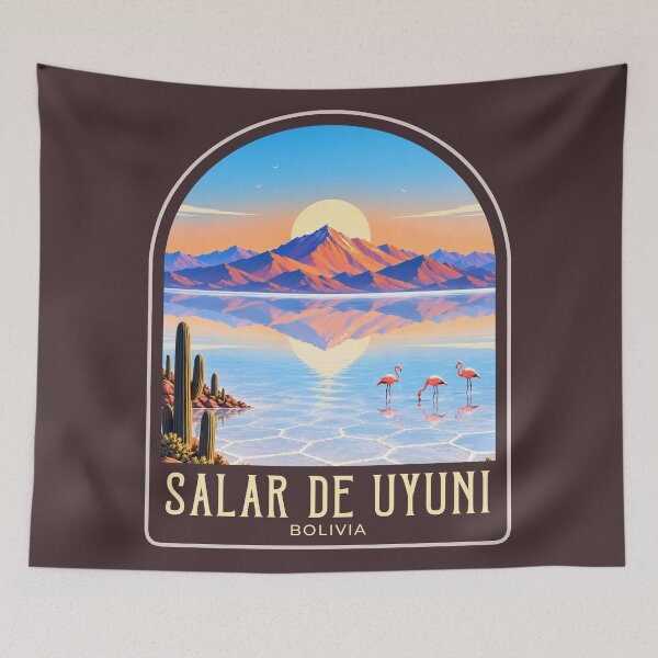 Item preview, Salar de Uyuni Vintage Travel Illustration designed and sold by HomeLivingCo.