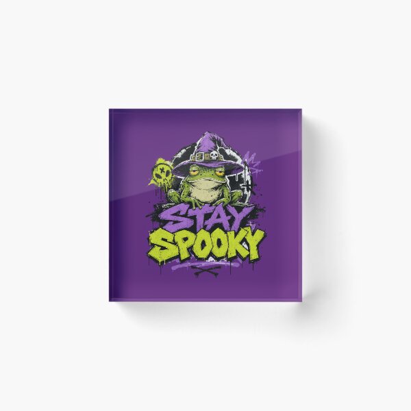 Item preview, Stay Spooky Witch Frog Halloween T-Shirt | Funny Spooky Toad Witch Hat Neon Purple Green Graffiti Gift designed and sold by illeN-Art-World.