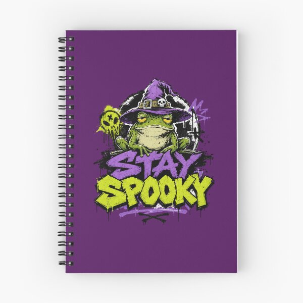 Item preview, Stay Spooky Witch Frog Halloween T-Shirt | Funny Spooky Toad Witch Hat Neon Purple Green Graffiti Gift designed and sold by illeN-Art-World.