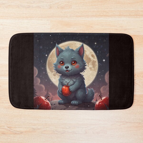 Item preview, Kawaii Werewolf with Red Heart – Cute Gothic Moonlit Halloween designed and sold by Shiwwa.