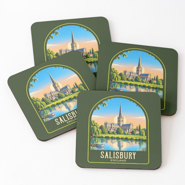 Item preview, Salisbury Vintage Travel Illustration designed and sold by HomeLivingCo.