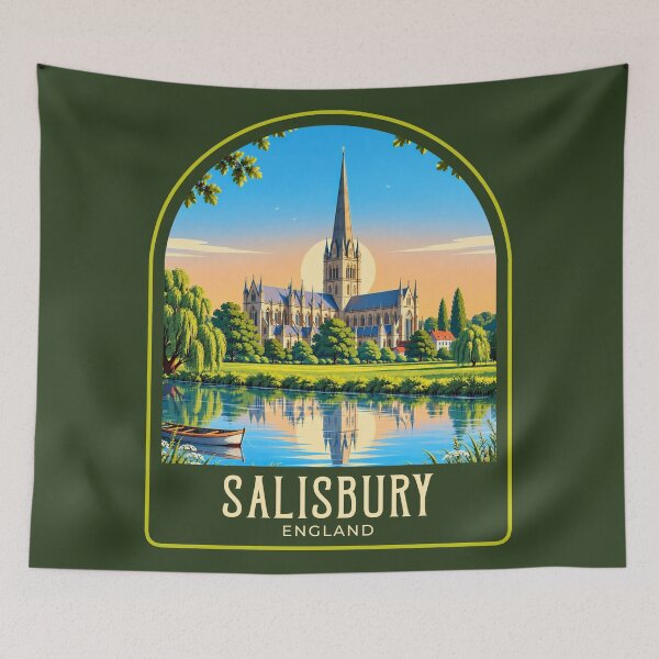 Artikelvorschau, Salisbury Vintage Reiseillustration entworfen und verkauft von HomeLivingCo.