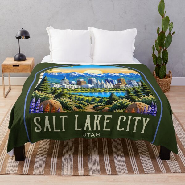 Artikelvorschau, Vintage-Reiseillustration von Salt Lake City entworfen und verkauft von HomeLivingCo.