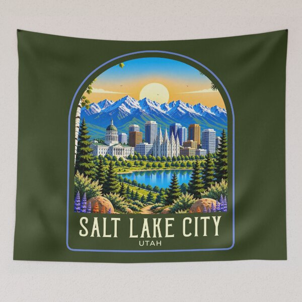 Item preview, Salt Lake City Vintage Travel Illustration designed and sold by HomeLivingCo.