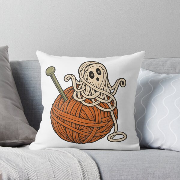 Item preview, Ghost Yarn Tangle Retro Halloween Knitting Design designed and sold by Golden Era Studio.