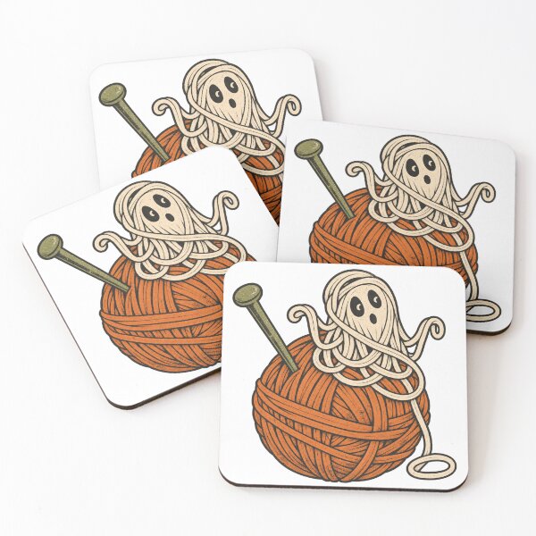 Item preview, Ghost Yarn Tangle Retro Halloween Knitting Design designed and sold by Golden Era Studio.