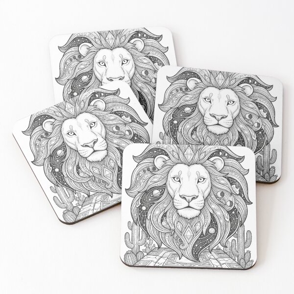 Item preview, Pink Lion Warp Pad Celestial Mane Fine Line Art⁠ designed and sold by 0Zetgest.