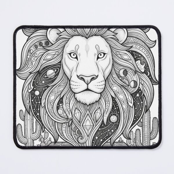 Item preview, Pink Lion Warp Pad Celestial Mane Fine Line Art designed and sold by 0Zetgest.