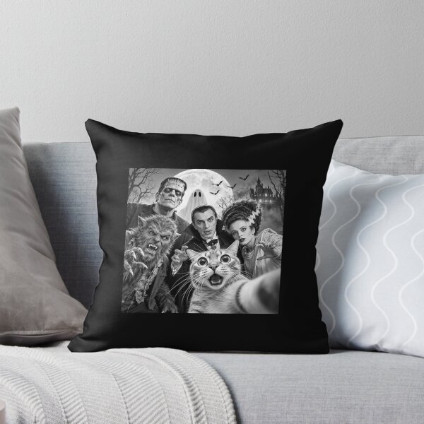 Item preview, Cat Selfie with Retro Horror Movie Monsters designed and sold by nryum.