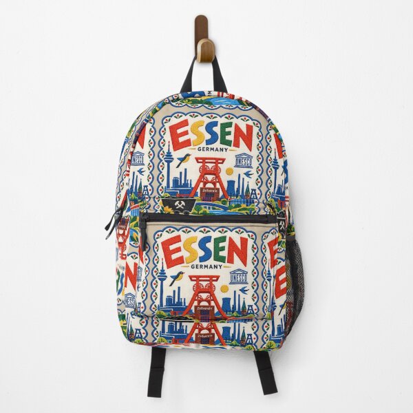 Item preview, Essen Germany Travel Illustration Embroidered Folk Art Stitched Industrial Heritage Print designed and sold by Witsprings.