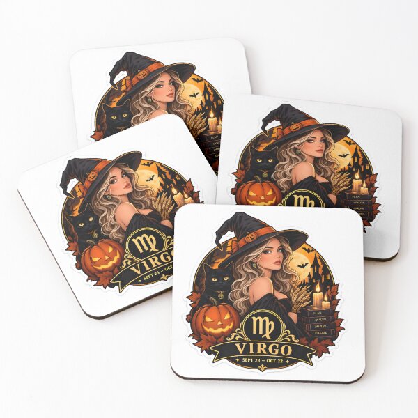 Item preview, Virgo Halloween Witch Badge Design designed and sold by Zodiac Celestial Art.