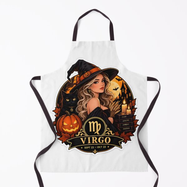 Item preview, Virgo Halloween Witch Badge Design designed and sold by Zodiac Celestial Art.