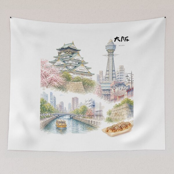 Item preview, Osaka | Osaka Castle & Dotonbori | Japanese Design designed and sold by JapanMemoir.