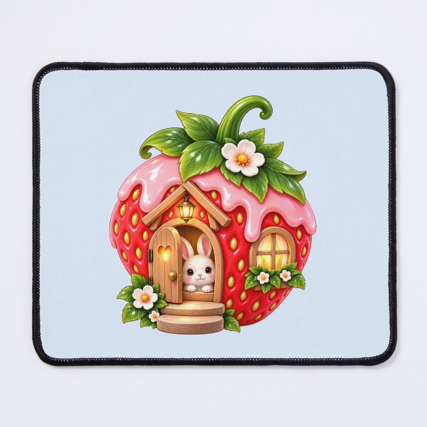 Item preview, Glazed Strawberry Cottage with Cute Bunny – Whimsical Fairy Garden designed and sold by HO•Designs.