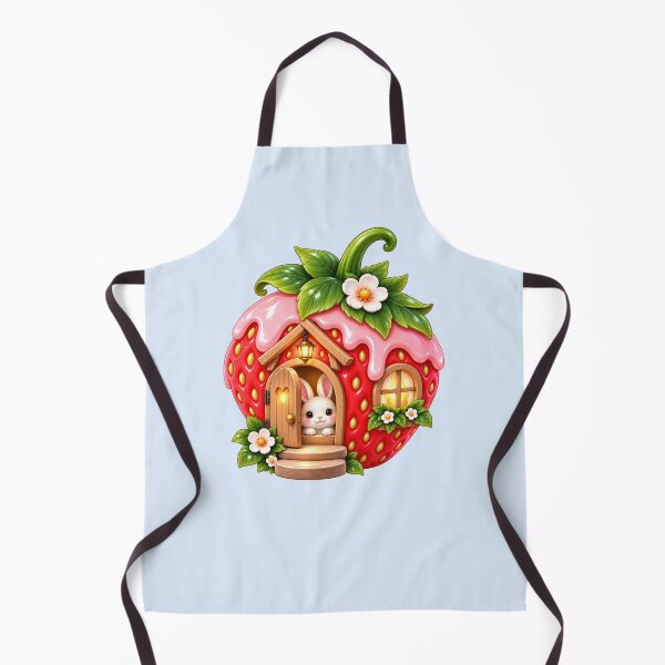 Item preview, Glazed Strawberry Cottage with Cute Bunny – Whimsical Fairy Garden designed and sold by HO•Designs.