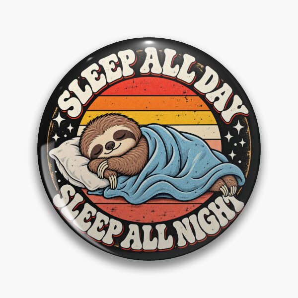 Item preview, Retro Sloth Sleep All Day Sleep All Night designed and sold by Gabriela Mihai.