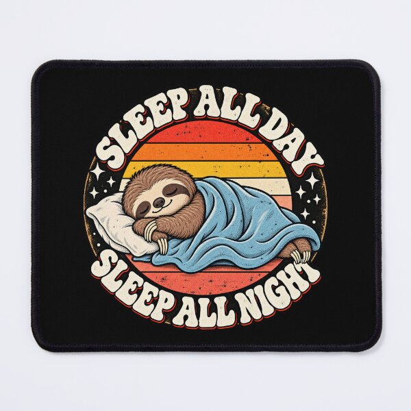 Item preview, Retro Sloth Sleep All Day Sleep All Night designed and sold by Gabriela Mihai.