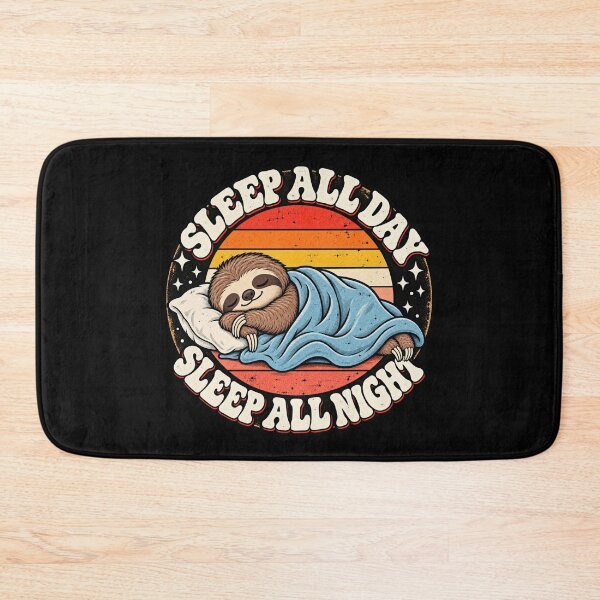 Item preview, Retro Sloth Sleep All Day Sleep All Night designed and sold by Gabriela Mihai.