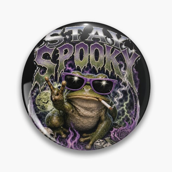 Item preview, Stay Spooky Cool Frog T-Shirt | Funny Halloween Toad Sunglasses Skulls Purple Flames Rock On Gift designed and sold by illeN-Art-World.