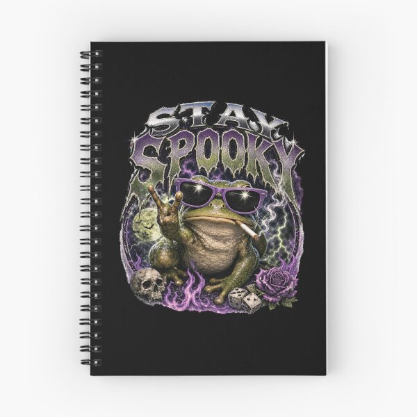 Item preview, Stay Spooky Cool Frog T-Shirt | Funny Halloween Toad Sunglasses Skulls Purple Flames Rock On Gift designed and sold by illeN-Art-World.