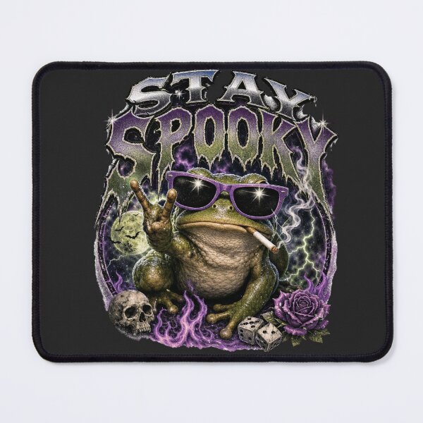 Item preview, Stay Spooky Cool Frog T-Shirt | Funny Halloween Toad Sunglasses Skulls Purple Flames Rock On Gift designed and sold by illeN-Art-World.
