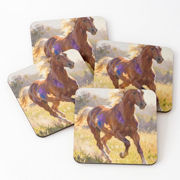 Item preview, Chestnut Horse Galloping Golden Field designed and sold by KAMOCHI Art.