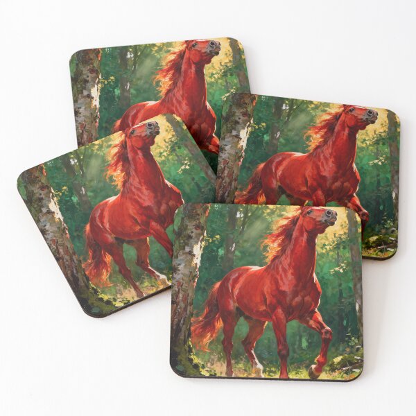 Item preview, Red Chestnut Horse in Forest designed and sold by KAMOCHI Art.