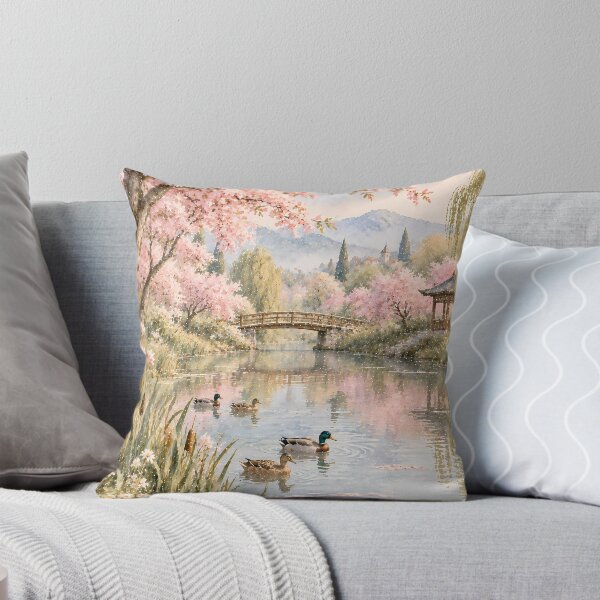 Item preview, Cottagecore Watercolour Pond Ducks Cherry Blossom Garden designed and sold by Jozefin's Studio.