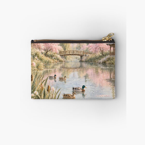 Item preview, Cottagecore Watercolour Pond Ducks Cherry Blossom Garden designed and sold by Jozefin's Studio.