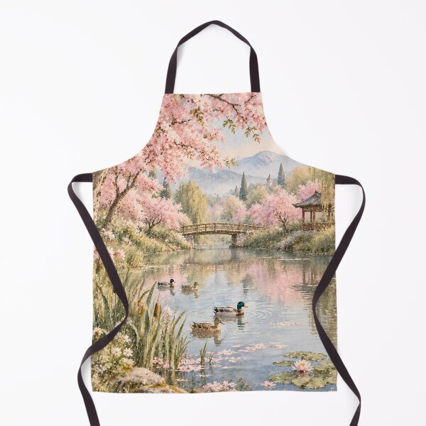Item preview, Cottagecore Watercolour Pond Ducks Cherry Blossom Garden designed and sold by Jozefin's Studio.